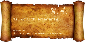 Milkovich Amaranta névjegykártya